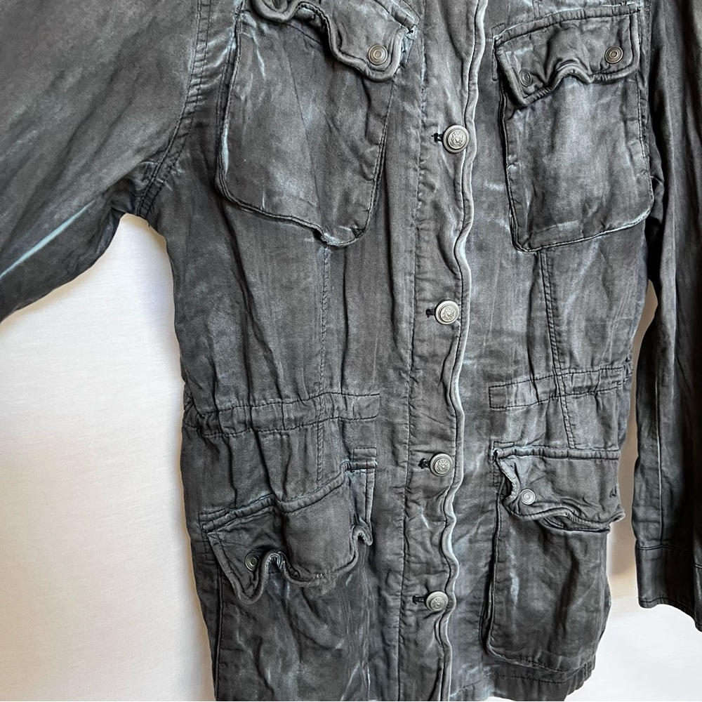 Free People Grunge Gray Military Style Jacket. Size L - Picture 3 of 10